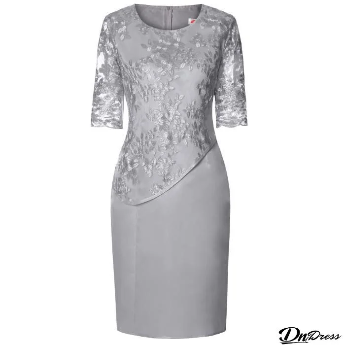 Sky Blue Lace Half Sleeve Bodycon Dress