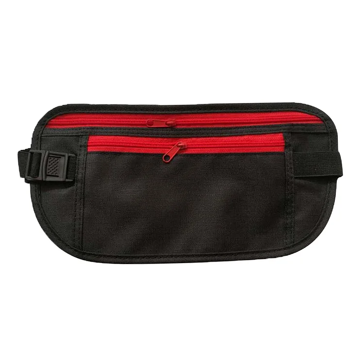 Anti-Theft Invisible Fanny Pack ID Card Key Phone Holder Pouch (Black Red)