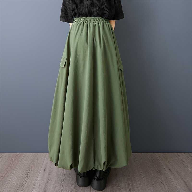 Simple Pleated Elastic Waist Skirt