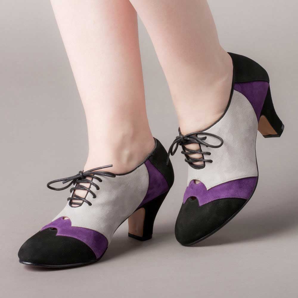 Vintage Multicolor Patchwork Cut-Out Lace-Up Round Toe Women's Oxfords Nicepairs