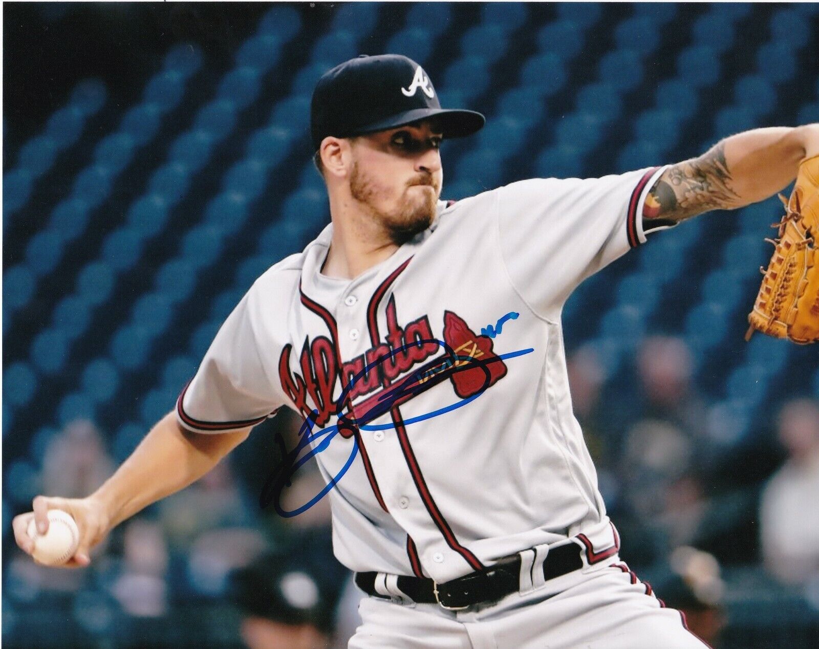 KEVIN GAUSMAN ATLANTA BRAVES ACTION SIGNED 8x10