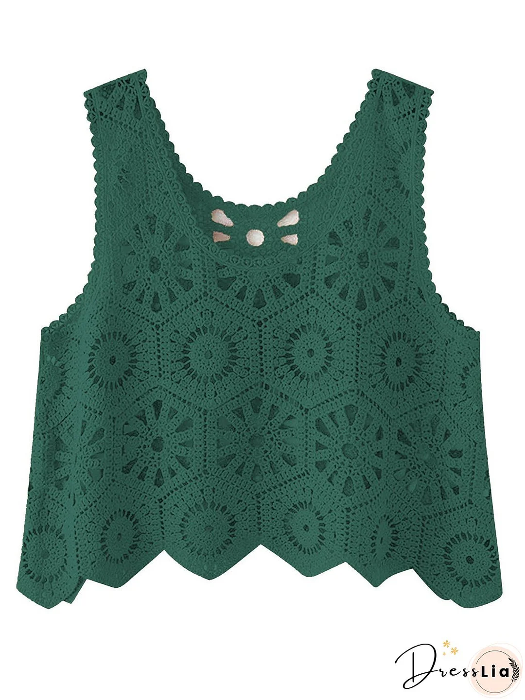 Openwork Round Neck Knit Vest
