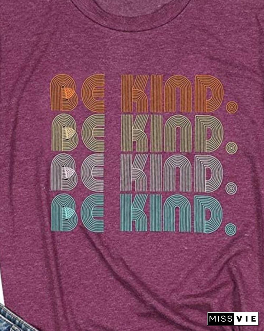 Multicolor Letter Print Short Sleeve T-shirt P13508