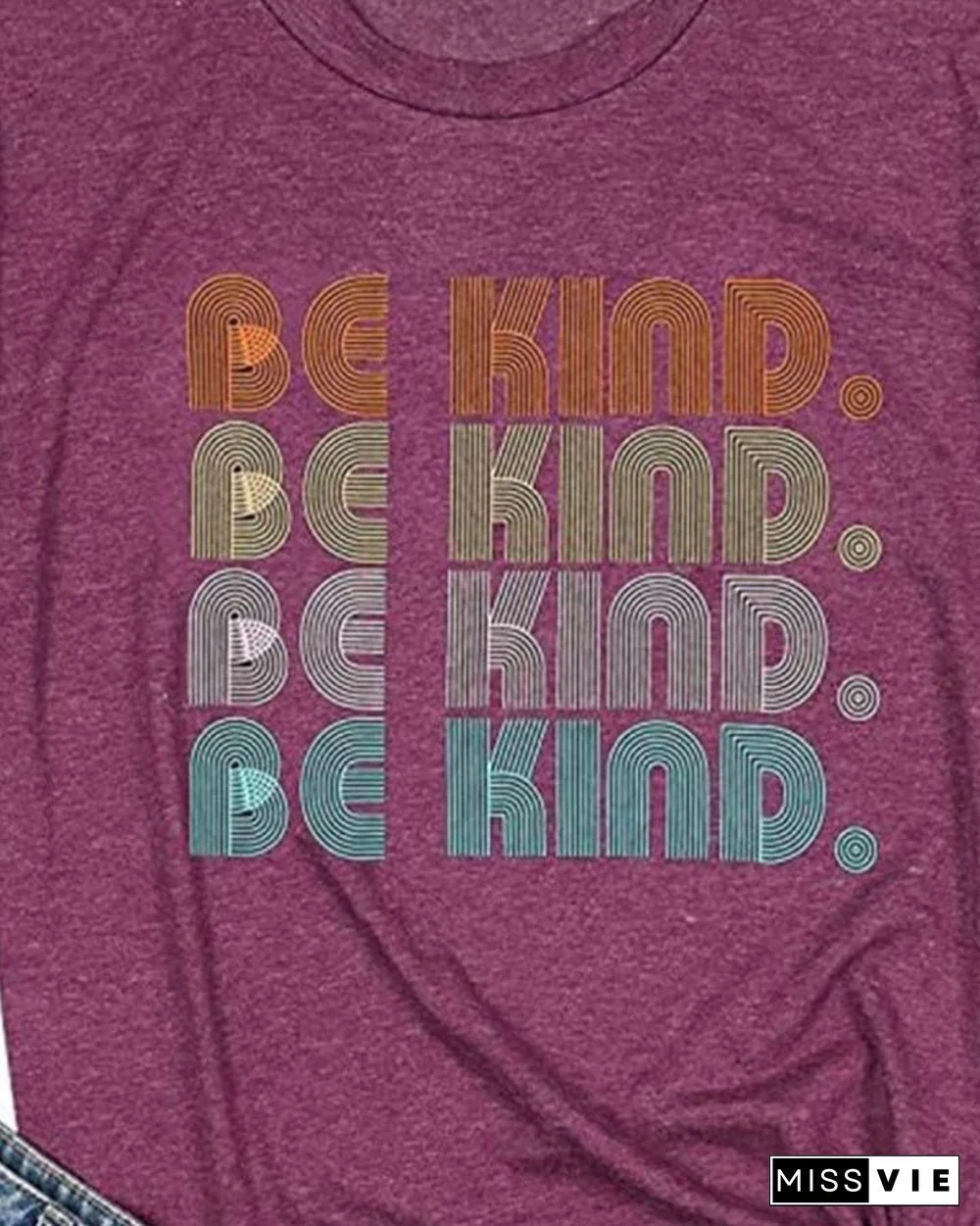 Multicolor Letter Print Short Sleeve T-shirt P13508