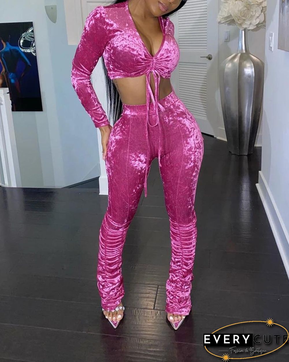 Solid Long Sleeve Suit Sets P15207