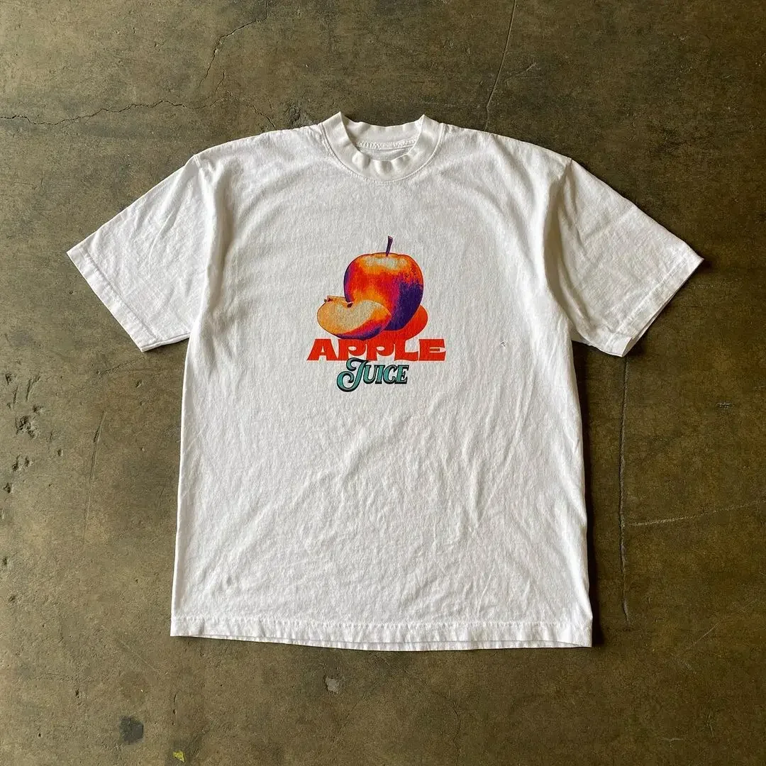 Aonga Fashion Y2k Casual Loose Tops for men New Simple Retro Short-sleeves Summer Trend Funny Printed Versatile Couple Cotton T-shirts aonga