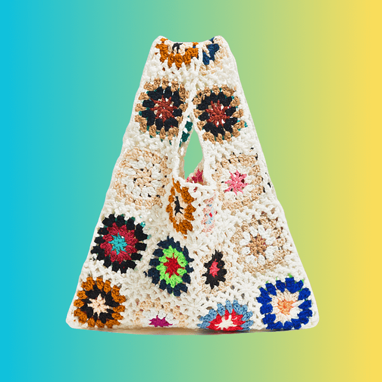 Lulusnow Handmade Beige Granny Square Crochet Bag