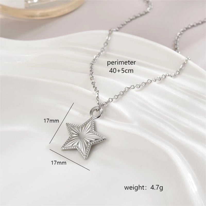 Stainless Steel 18K Gold Plated Minimalist Polishing Plating Star Heart Shape Bow Knot Pendant Necklace