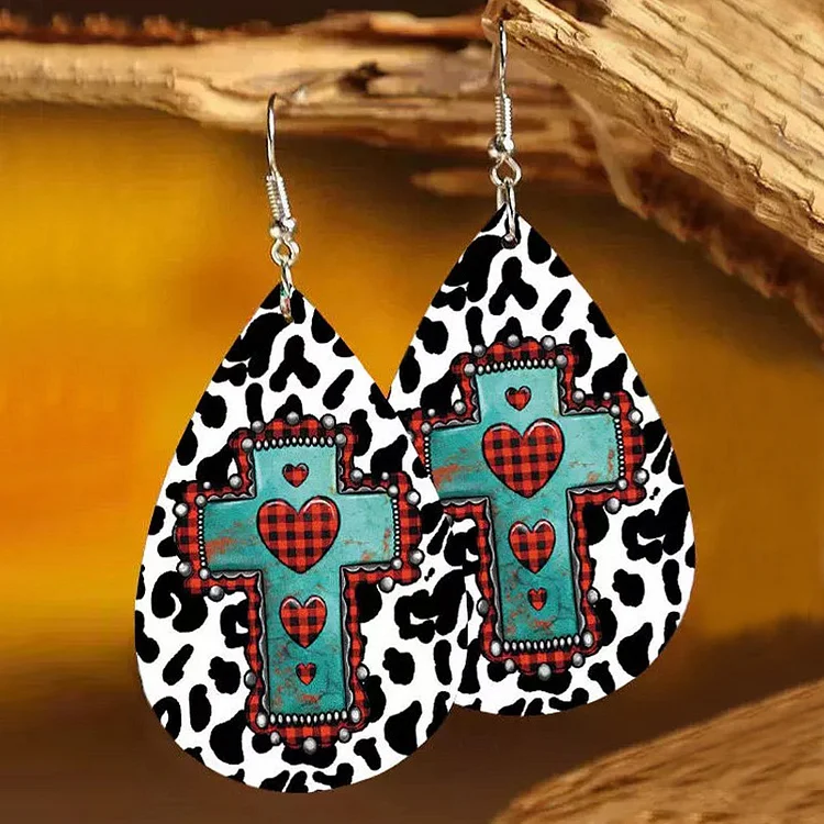 Vintage Cow Cross Earrings