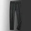 Vertical striped jacquard stretch non-iron anti-wrinkle straight trousers