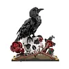 Gothic Floral Flower Model Set Eye-Catching Table Centerpiece Horror Skeleton Bouquet Building Set for Adults Kids Holiday Birthday Gift (Crow)