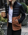 Down Jacket Patchwork Contrast Lambs wool