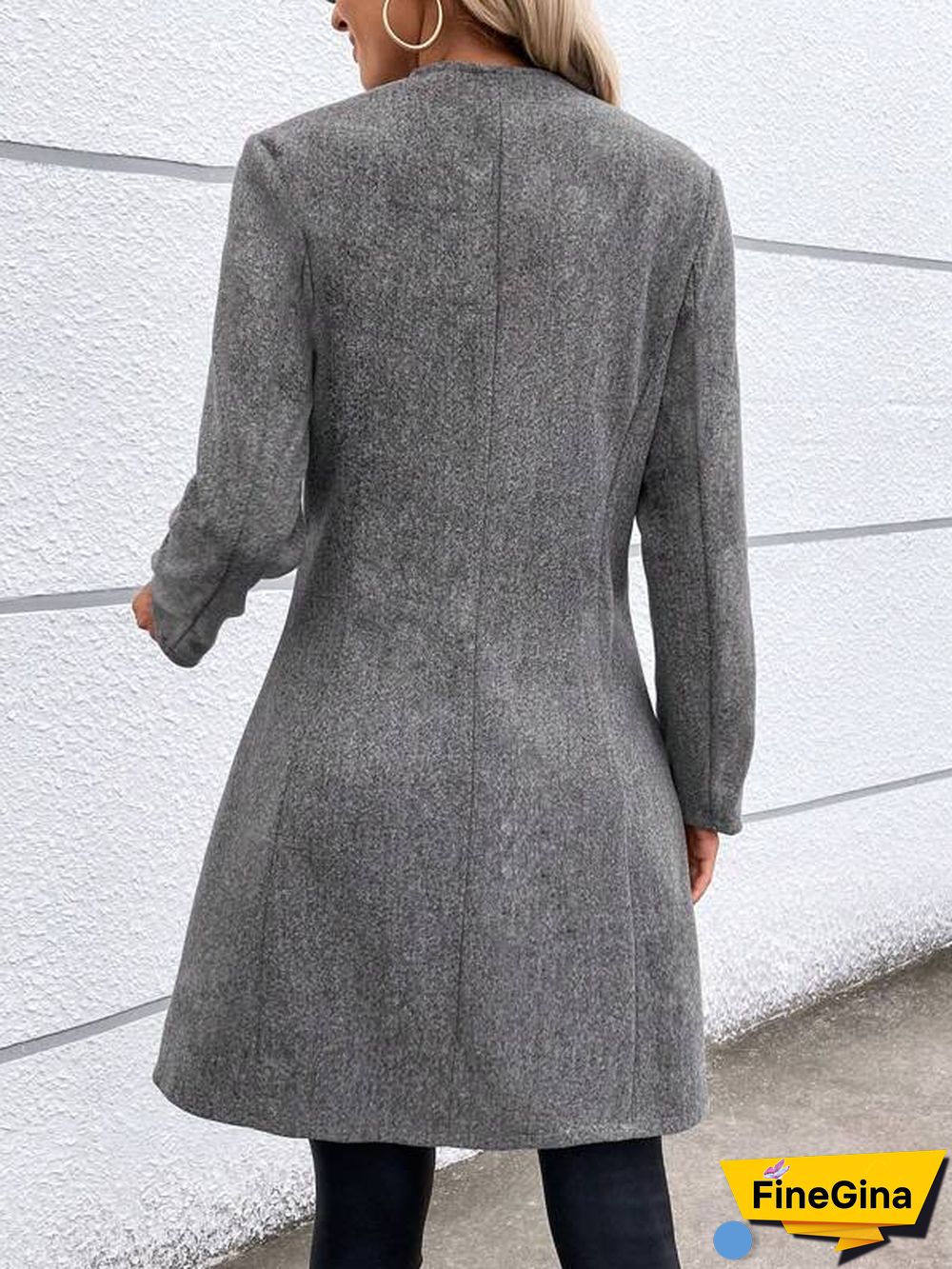 Grey Plain Long Sleeve Jacket