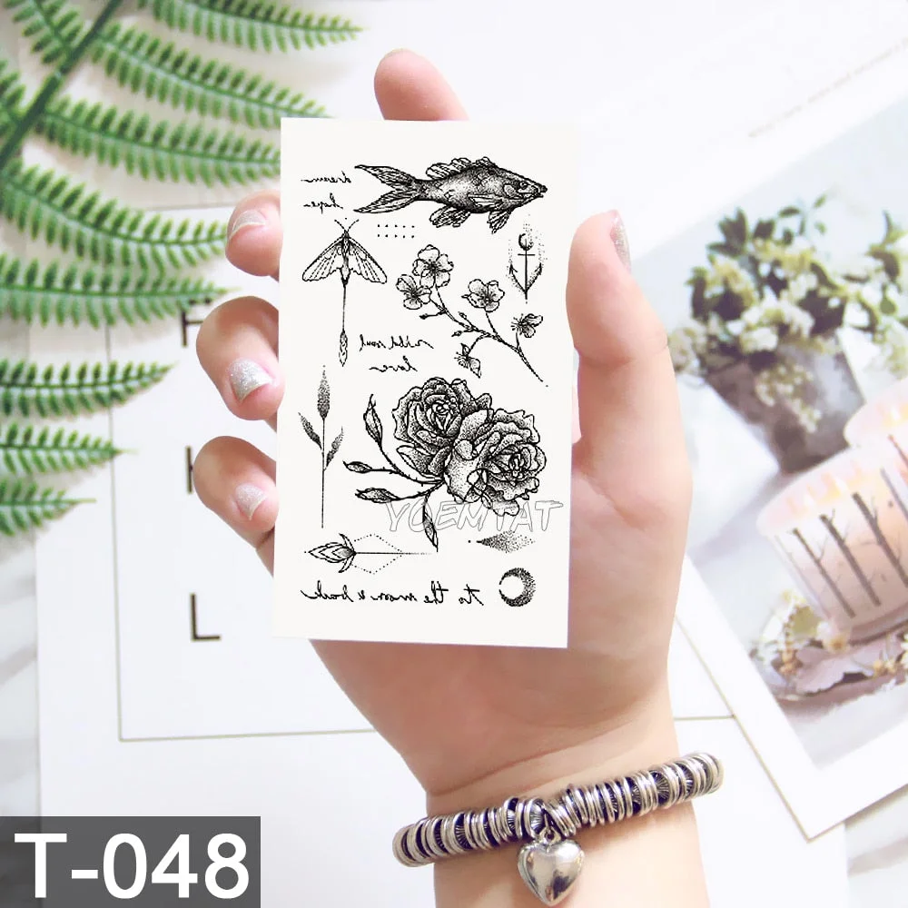 Waterproof Temporary Tattoo Sticker Cute Watercolor Cartoon Design Children Lamp Water Transfer Tatto Marine Man Girl Fake Tatoo