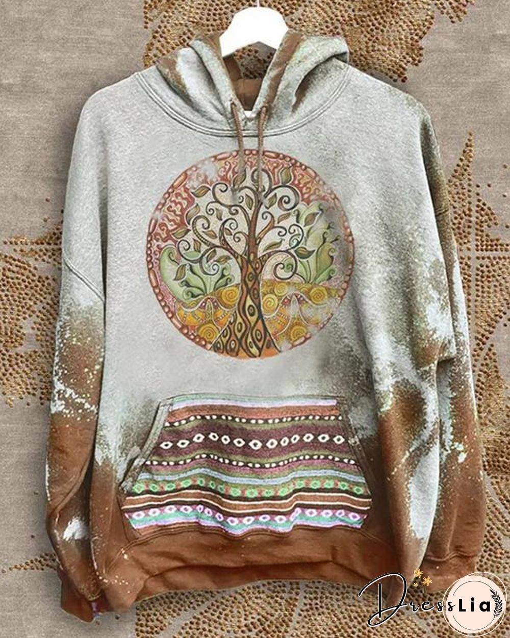 Retro Printed Tie Dye Long sleeve Pocket Hoodies