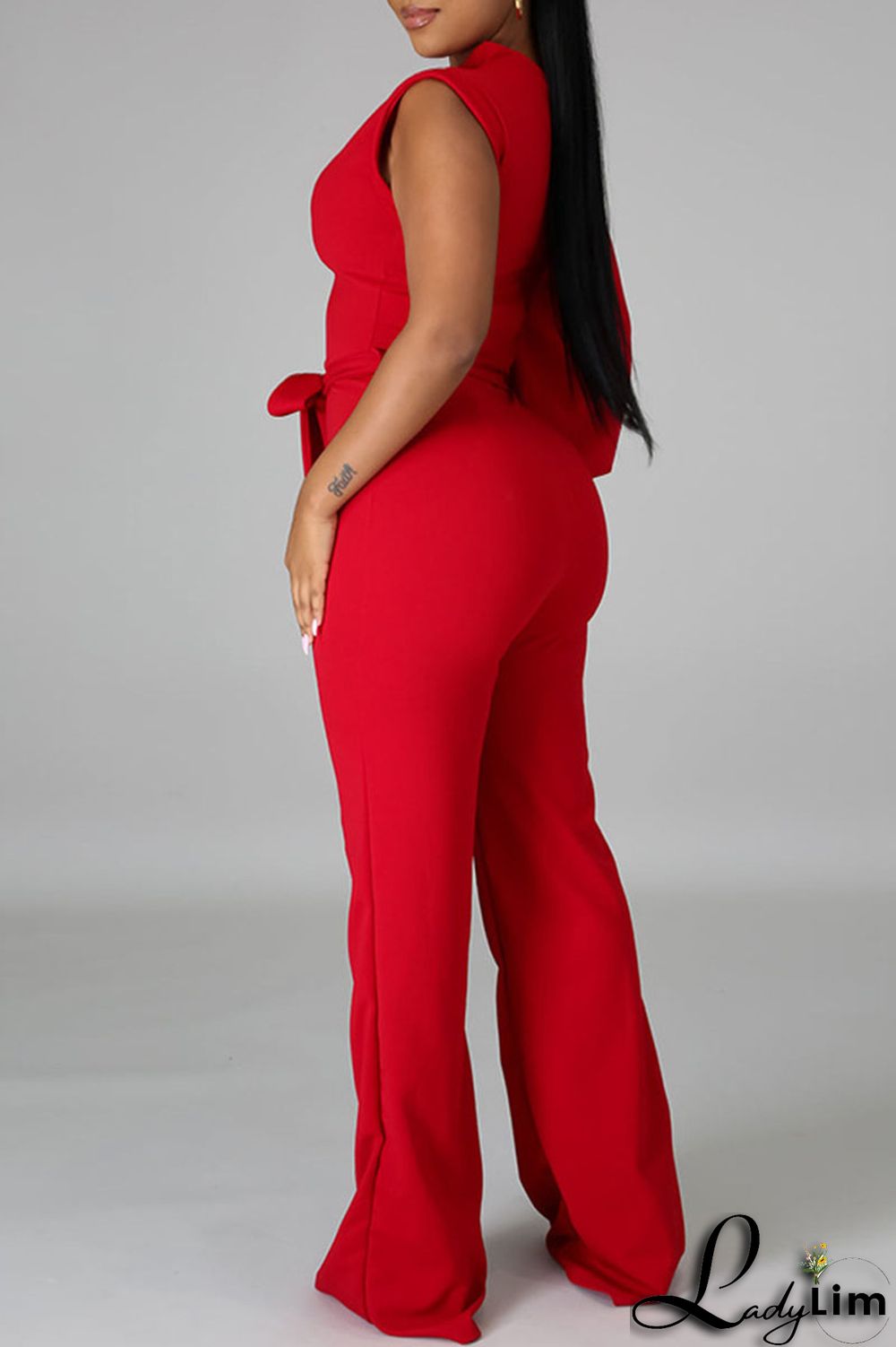 Black Fashion Casual Solid Patchwork Asymmetrical Asymmetrical Collar Straight Jumpsuits