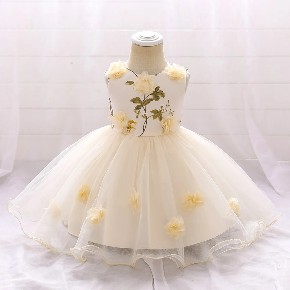 2022 Newborn Clothes Christening Dress For Baby Girl Party And Wedding Flower Dresses Girl Baby 1 Year Birthday Princess Dress