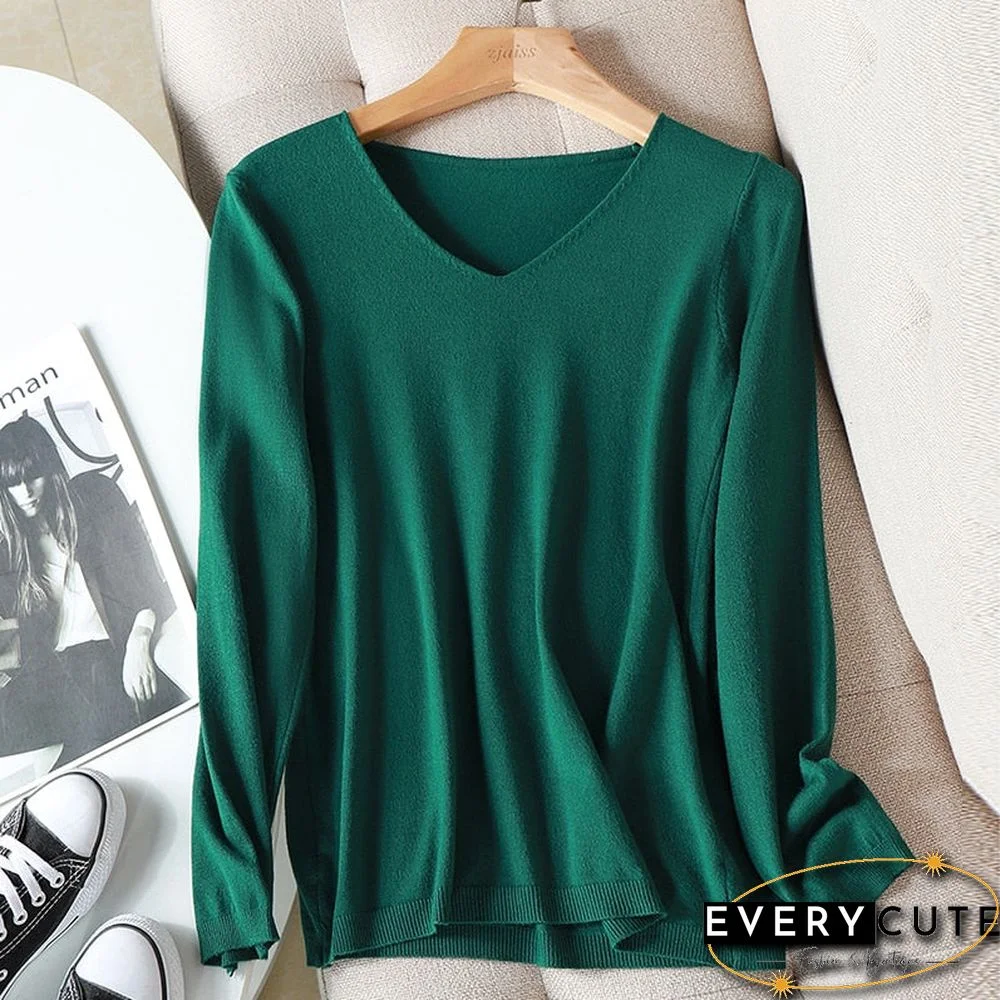 autumn winter Sweater Knitted Pullover women v-neck oversize sweater female loose long sleeve sweater top Jumper