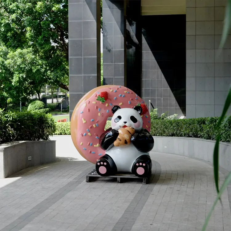 Cartoon Panda Donut Fiberglass Sculpture