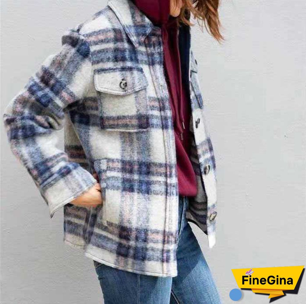 Dyed Pocket Overshirt Check Wool Blend Shirt Jacket