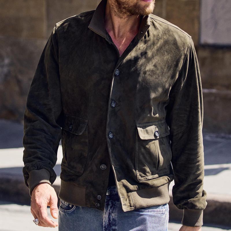 Winter Men's Slim Jacket Solid Color Fashion Lapel Coat