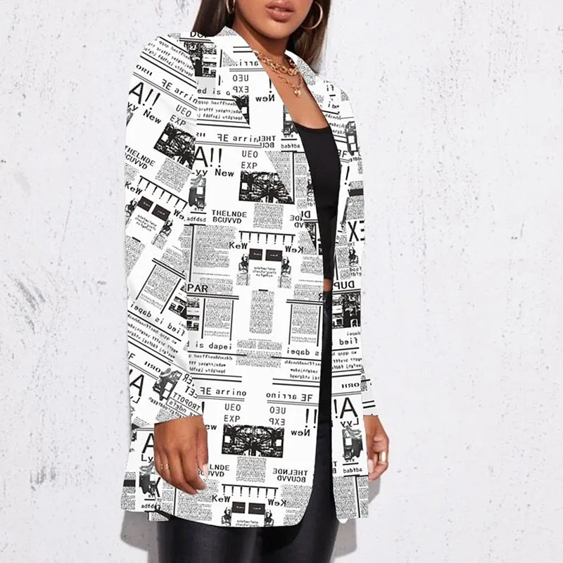 Fashion Trend Women Lapel Leopard Print Long Sleeves Suit Jacket Elegant Fall Winter Office Lady Cardigan Coat Casual Streetwear