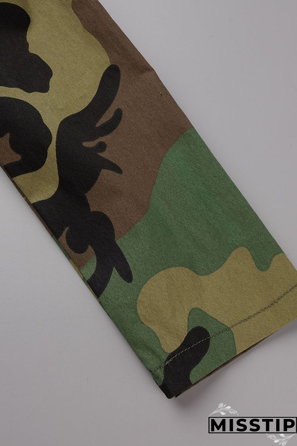 Camouflage Casual Street Print Camouflage Print Patchwork Turn-back Collar Outerwear