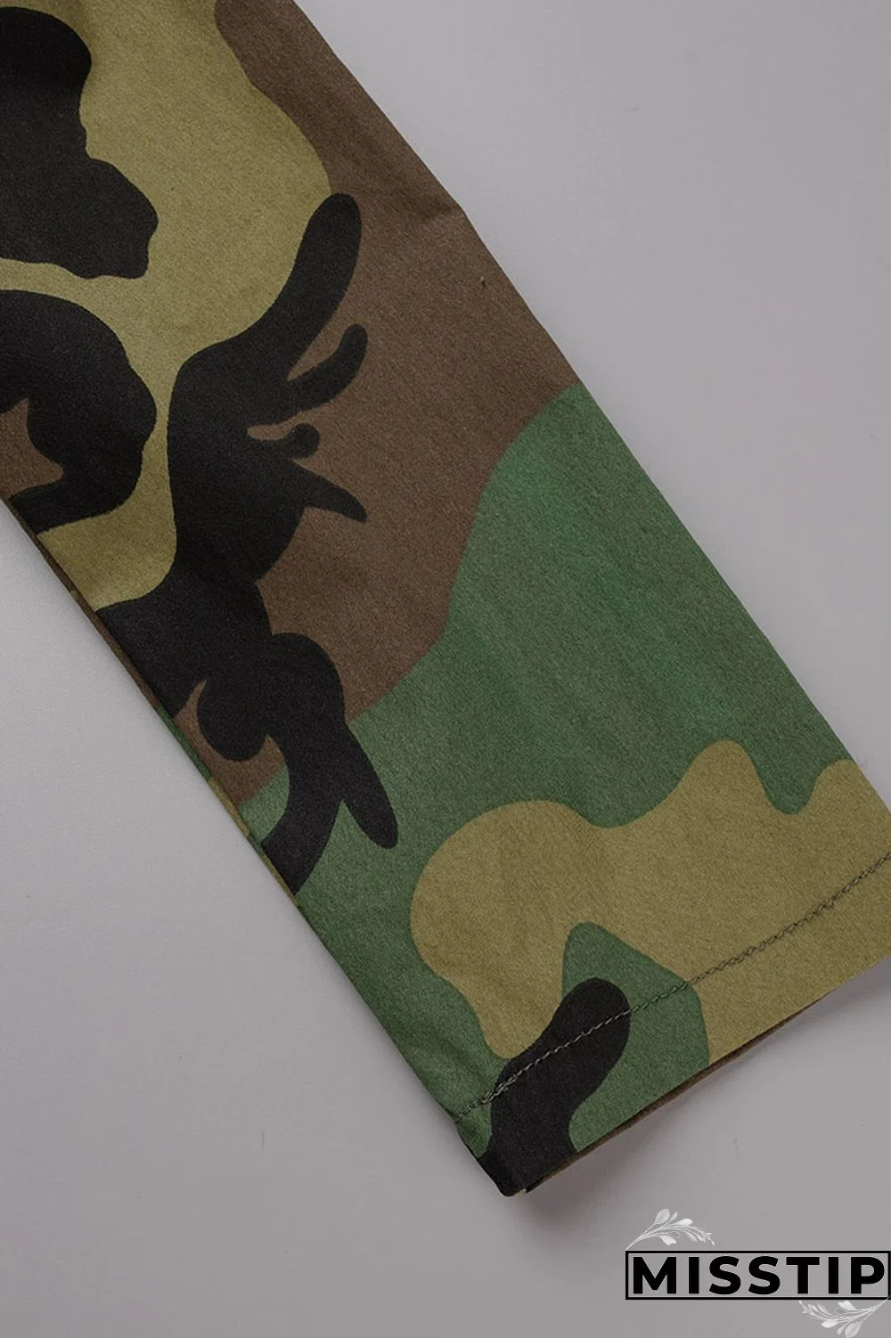 Camouflage Casual Street Print Camouflage Print Patchwork Turn-back Collar Outerwear