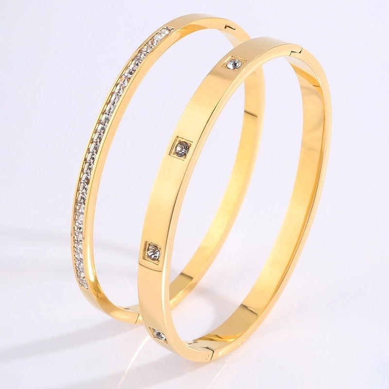 Elegant French Style Classic Style Solid Color 304 Stainless Steel Bangle In Bulk