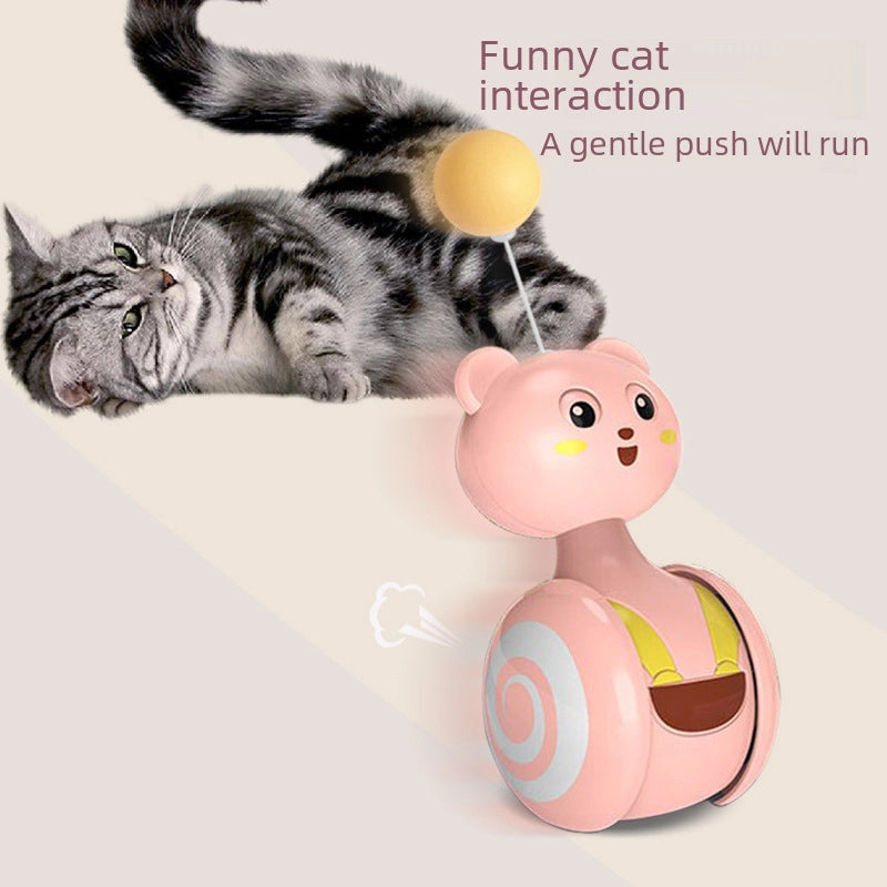 New Colorful Feather Cat Toy Ball Self-entertaining Weeble Wobble Cat Scratch Toy Stick Fun Interactive Pet