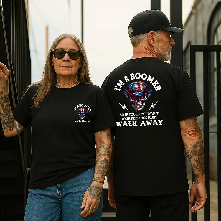 American Skull Cliparts T-shirt, Wake Away, I'M A BOOMER T-shirt, Custom Year Of Birth Sweatshirt, Unisex Hoodie, Boomer Generation T shirt