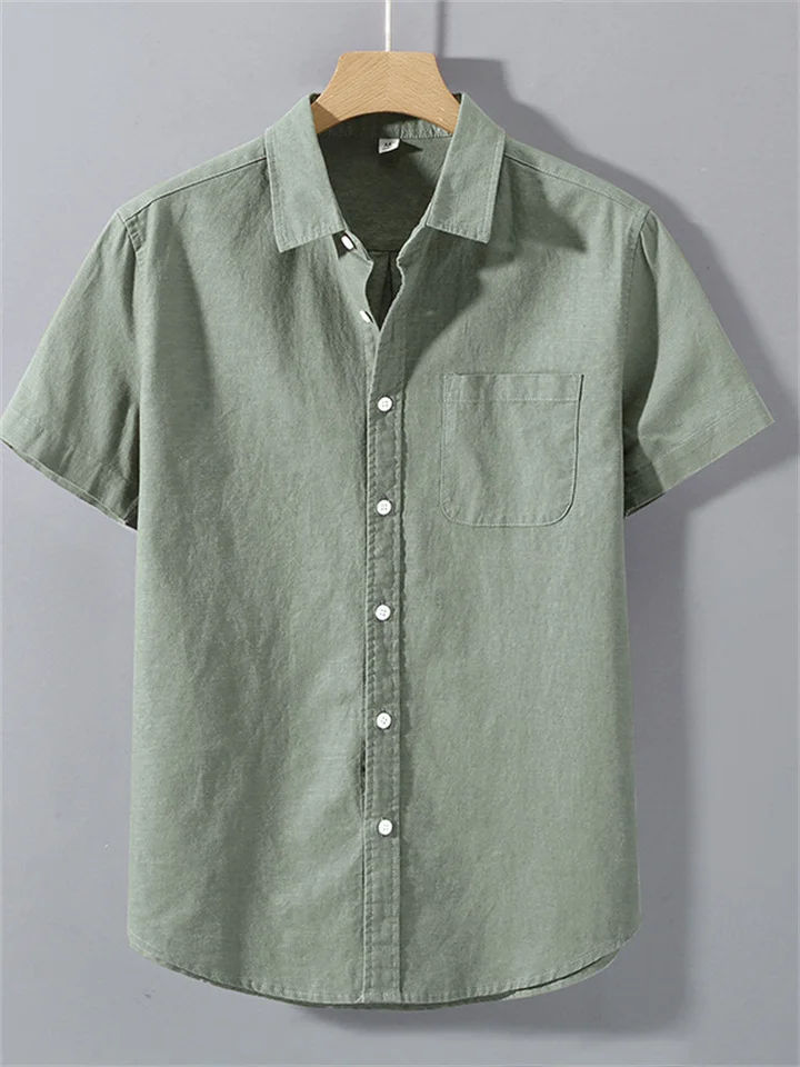 Summer Men's Thin Section Linen Shirt Short-sleeved Cotton Shirt