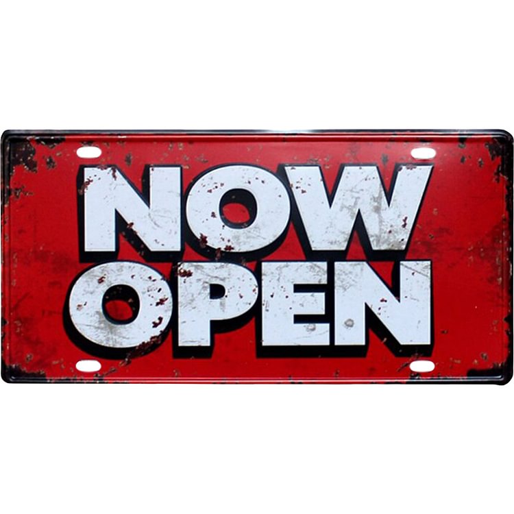 Now Open - Car Plate License Tin Signs/Wooden Signs - 5.9x11.8in