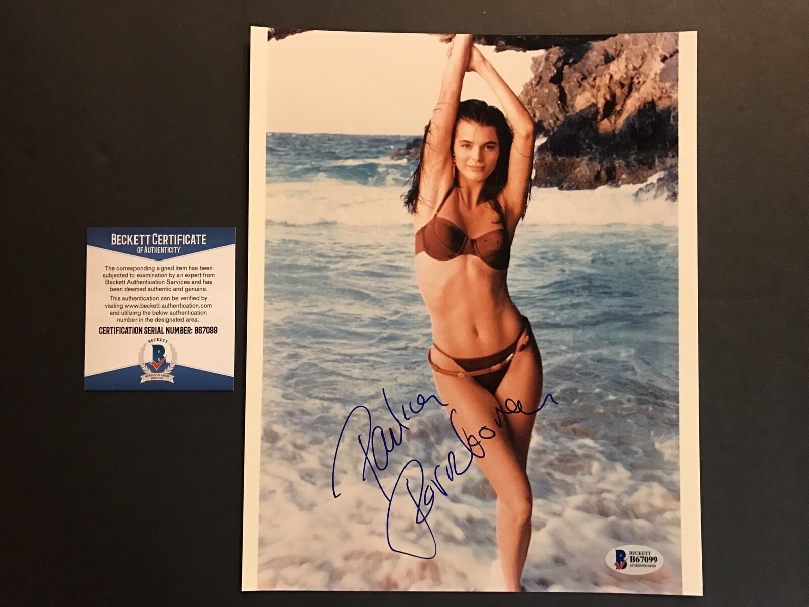 Paulina Porizkova Rare! Signed bikini Autographed 8x10 Photo Poster painting Beckett BAS Cert