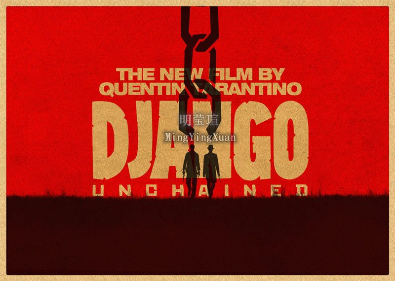 Cotton Tshirt Vintage Poster Classic Movie Django Unchained Retro Kraft Paper Posters Home Decor Room Bar Decorative Painting gift t -shirt Tee