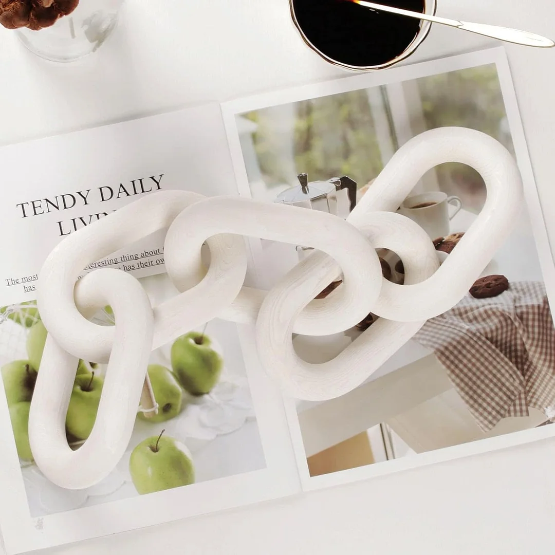 White Wood Chain Link Decor 