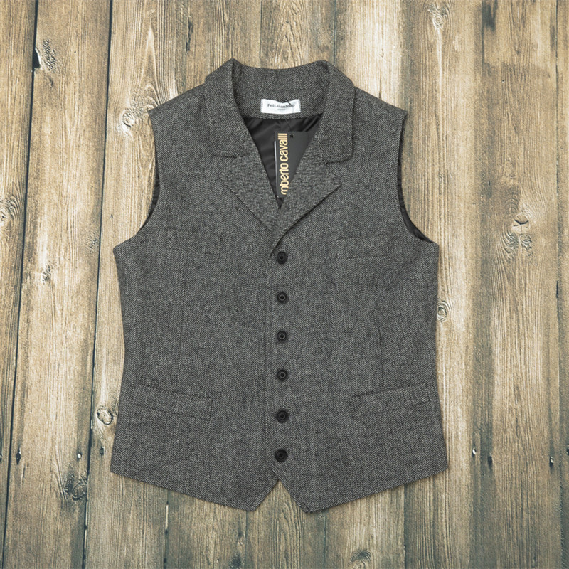 American Vintage Classic Herringbone Pattern Tweed Vest