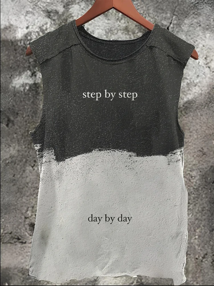 Men's Step By Step Day By Day Print Tank Top