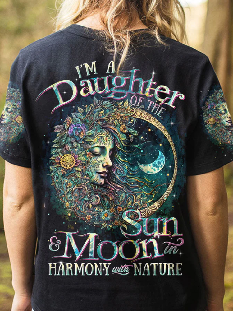 I'm A Daughter Of The Sun And Moon All Over Print T Shirt