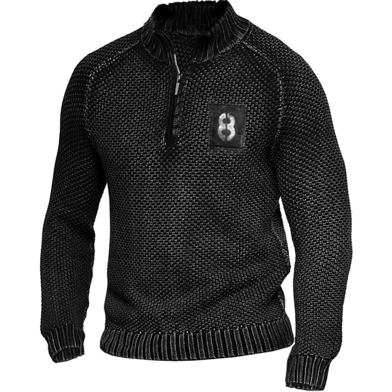Men's outdoor figure 8 printed zipper neck sweater / [viawink] /