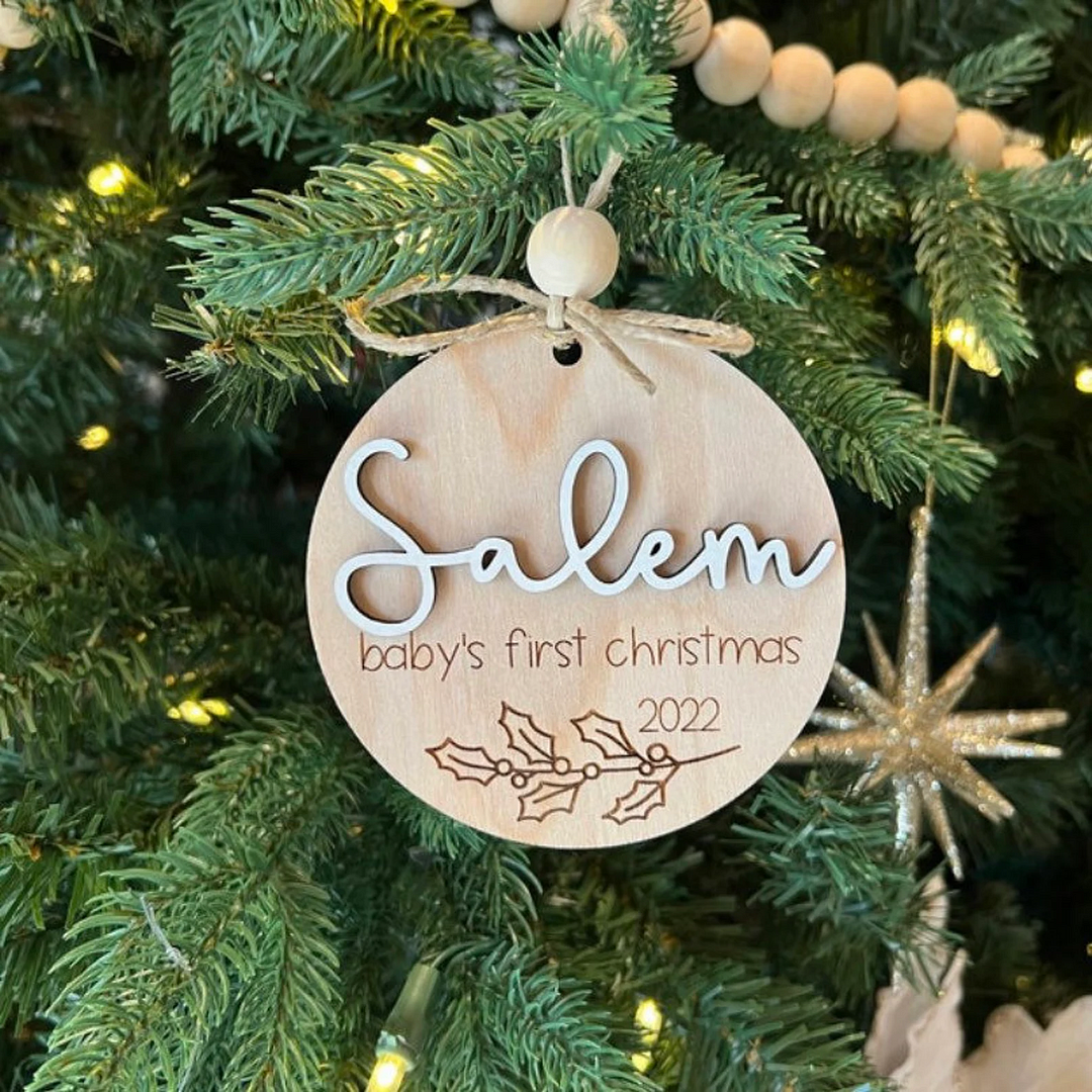 Christmas Wooden Baby Ornaments, Baby Souvenir Decorations, Personalized New Baby Gifts
