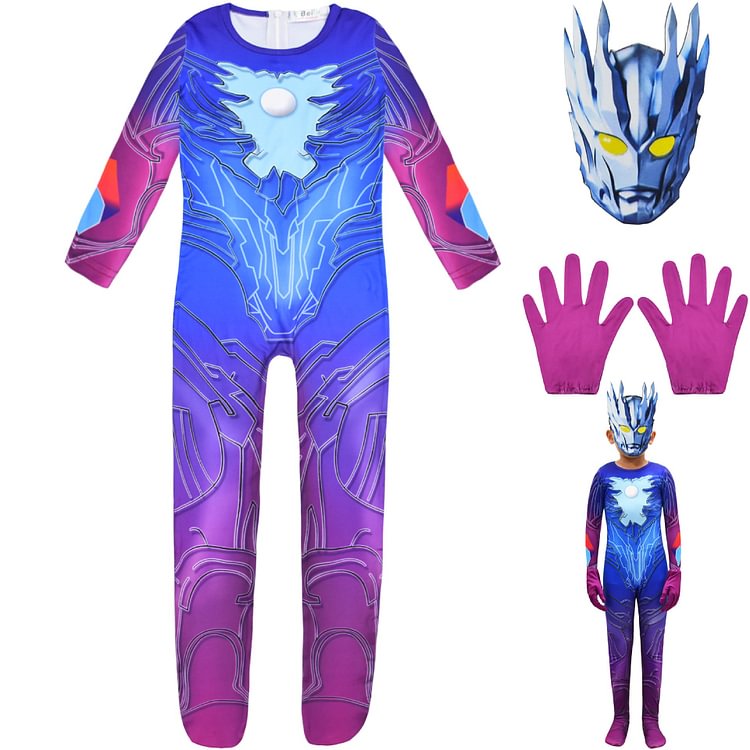 Mayoulove Ultraman Saga Cosplay Costume with Mask Boys Girls Bodysuit Halloween Fancy Jumpsuits-Mayoulove