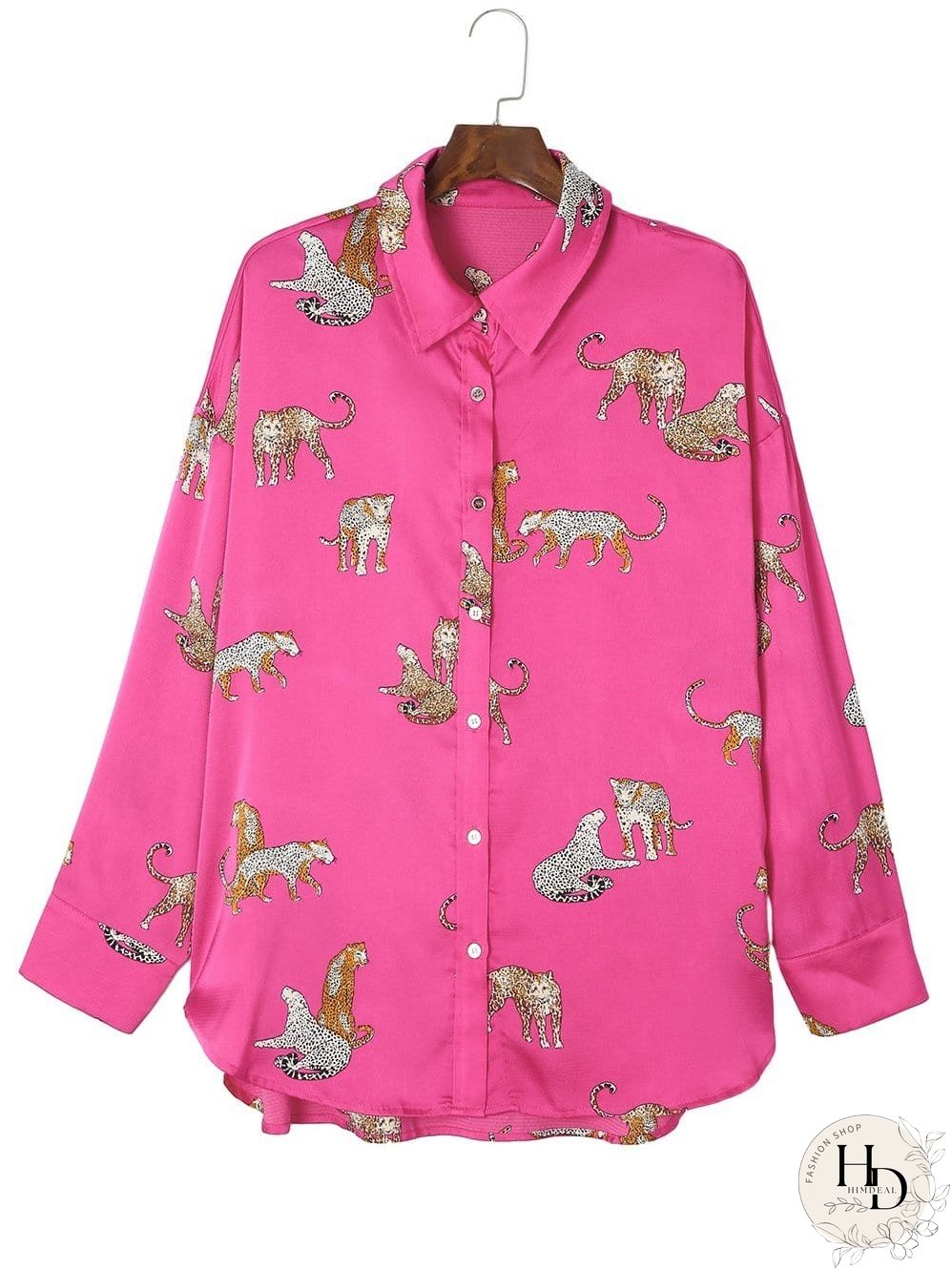 Tempting Printed Lapel Single-Breasted Long-Sleeved Blouse