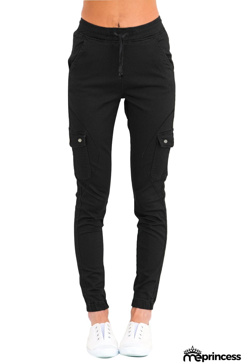 Army Green Drawstring Ankle Pocket Denim Jeans