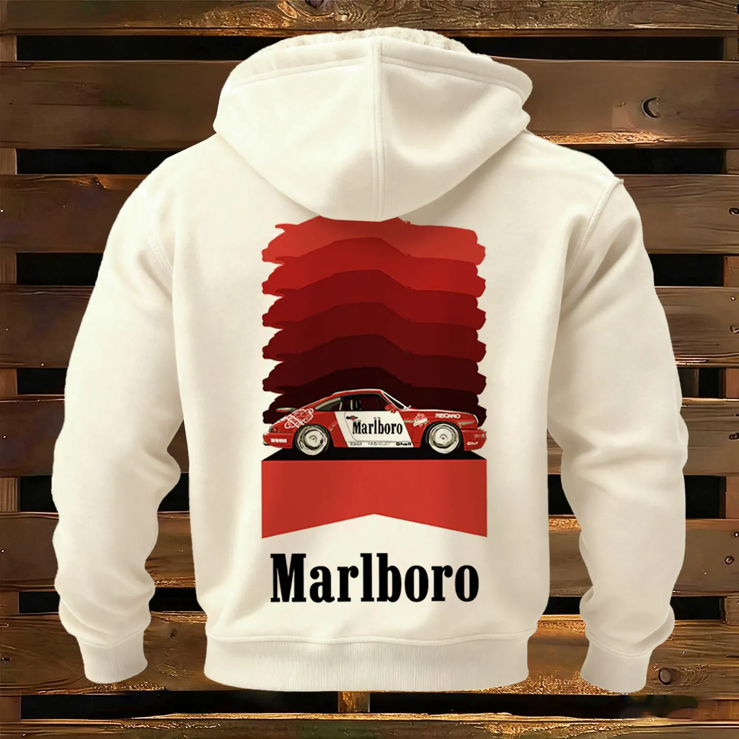Stylish Graphic Design Fleece-lined Hooded