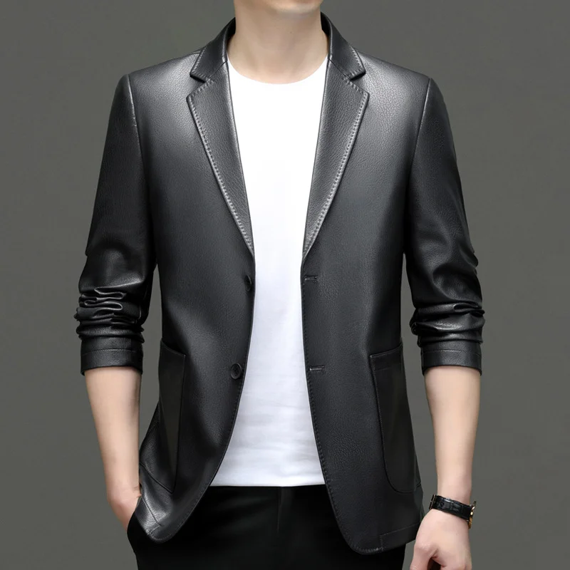 Men's leather suit jacket