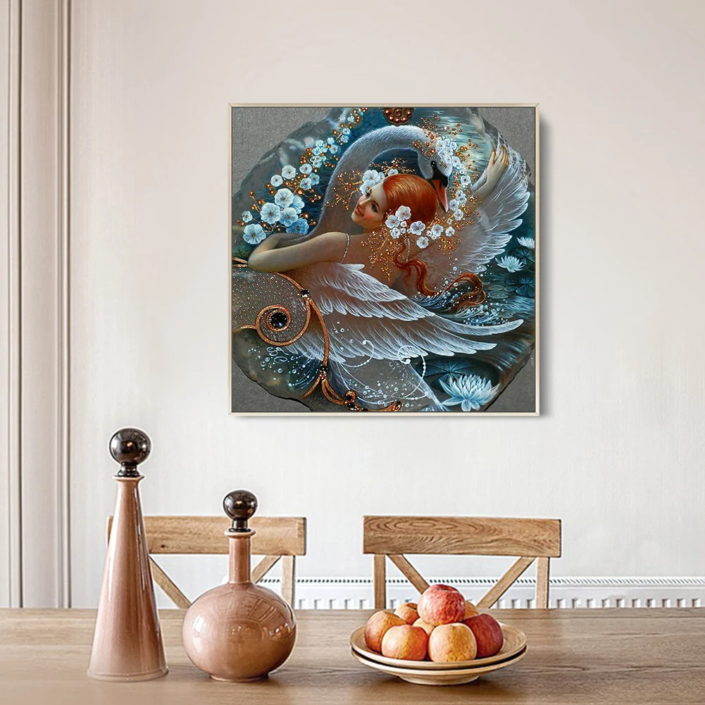 Diamond Painting - Full Round Drill - Girl Swan(30*30cm)