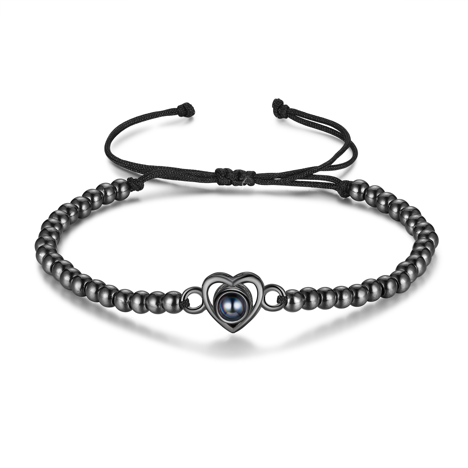 Personalised Heart Projection Bracelet Customised 1 Photo Adjustable Bracelet Beads Bracelet Special Gift For Her-Jessemade AU