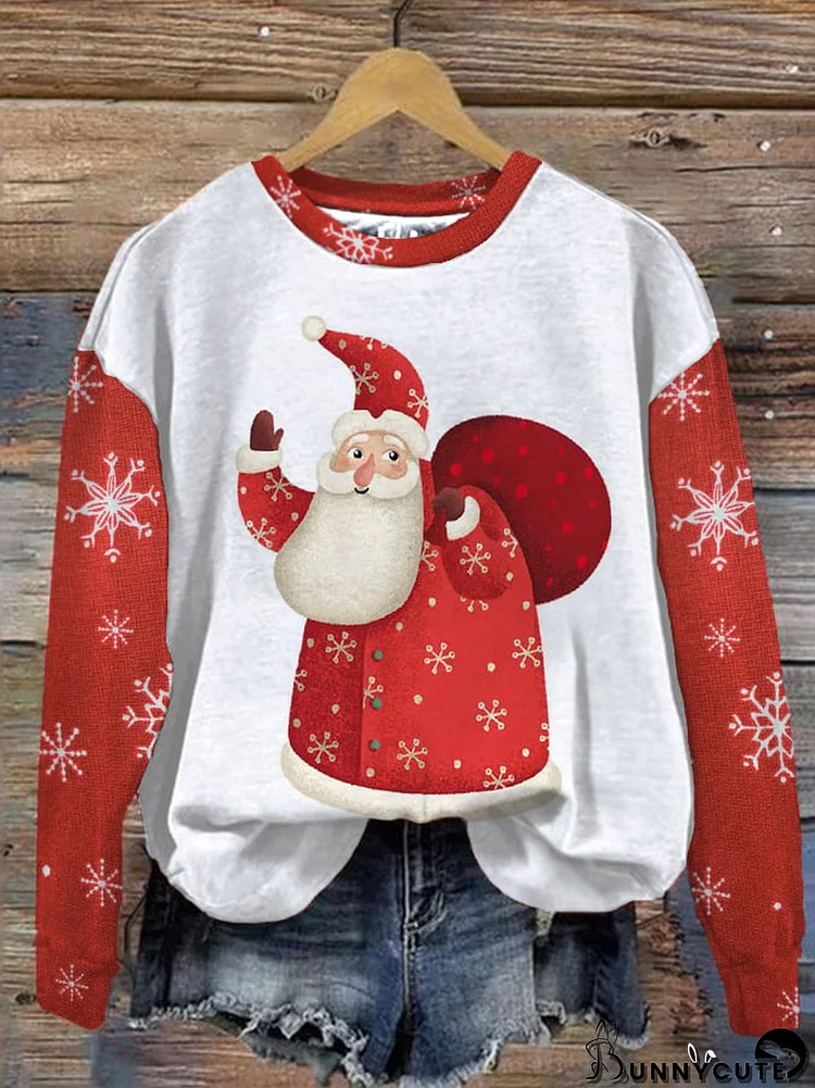 Women's Christmas Santa Print Sweatshirt