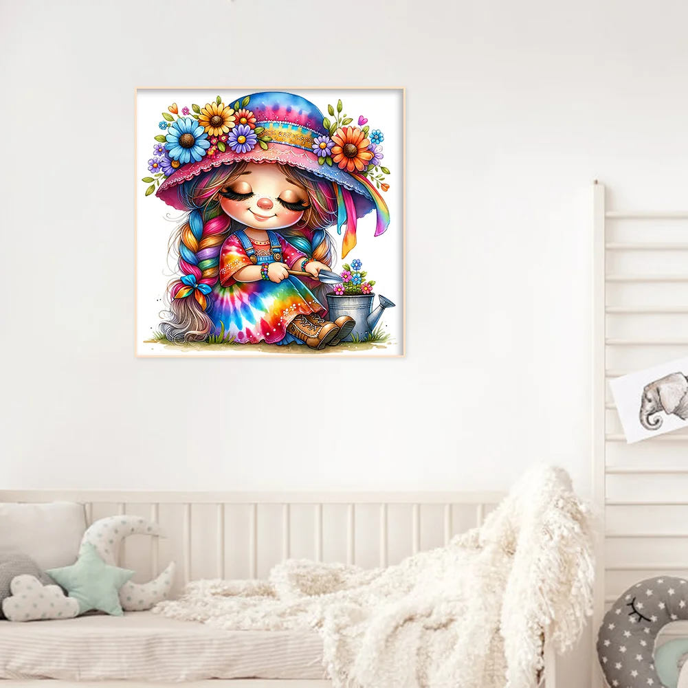 Full Round Diamond Painting 30*30cm - Gardening Girl